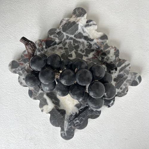 Vintage Natural Marble Tray Small Ornaments Scalloped Tray Handmade Storage Dish for Counter, Vanity, Dresser, Nightstand and Desk (Black White Brown) - Image 4