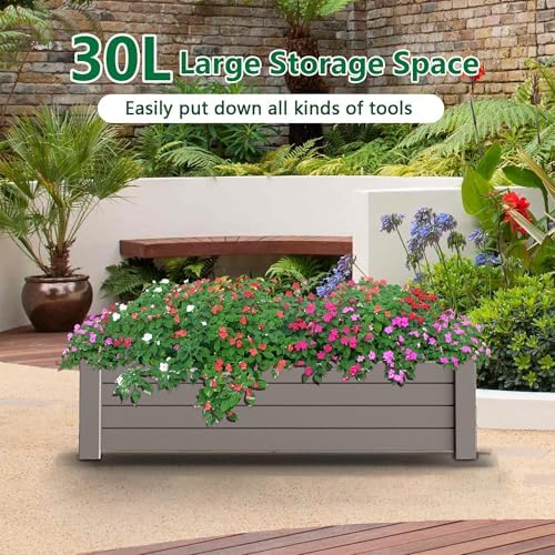 Elevated Raised Garden Bed,Outdoor Large Resin Patio Planter Box Stand Divisible with Drain Plug,Water Monitor for Plants Vegetables Flowers Fruits(Grey) - Image 6
