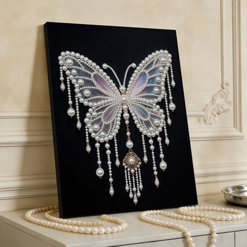 DIY Pearl Painting with Frame, Creative Design, Handmade Stress-Relieving Home Wall Decoration, Includes Frame and Tools-Butterfly-1 - Image 2