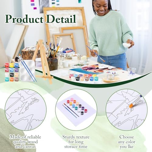 Zhanmai 20 Set Pre Drawn Canvas Painting Kit, Flora and Fauna Scenery - Image 3