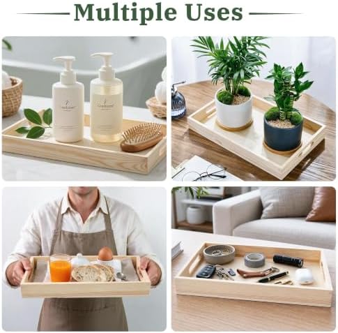 LotFancy Wooden Nested Serving Trays, Set of 5, for Craft and Decor - Image 5
