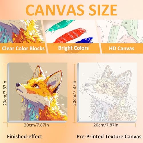 Fox Paint by Numbers Kit for Kids, 8x8 inch - Image 2