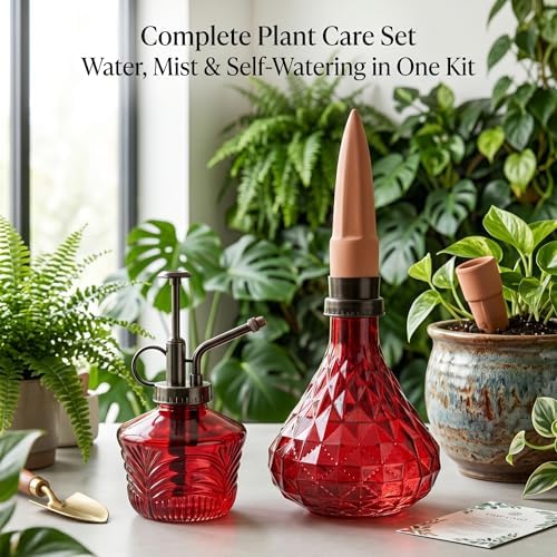 Topadorn Indoor Plant Care Kit, Glass Plant Mister & Self Watering Globe with Terracotta Spike, Plant Care Gift Set for Houseplants, Succulents & Plant Lovers - Image 6