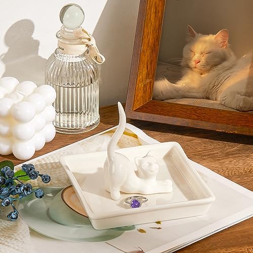 PUDDING CABIN Cat Mom Gifts for Women, Cat Ring Holder for Jewelry, Jewelry Tray Dish Rings Bracelets Earrings Trinket Tray, Gifts for Cats Lovers Mother's Day Birthday Christmas Wedding - Image 7