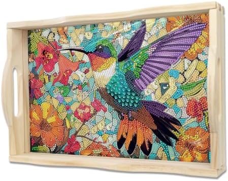 EWJRNSF Hummingbird Diamond Art Tray for Adults Gift Home Decor 9.8×13.8 in by EWJRNSFDiamondPainting
