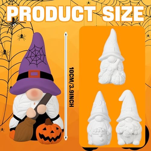 Youyole 3 Pack Gnome Figurines, Halloween DIY Ceramic to Paint Craft Kit - Image 2