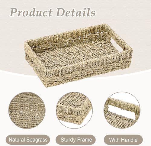 Hipiwe Small Key Basket Bowl for Entryway Organizer Seagrass Wicker Tray - Image 6