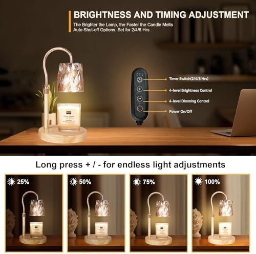 TOACSUCP Candle Warmer Lamp with 3 Bulbs, Adjustable Height Dimmable Candle Warmer with Timer, Compatible with Large Jar Candles, Candle Lamp with Charming Gift Box for Her/Him - Image 3