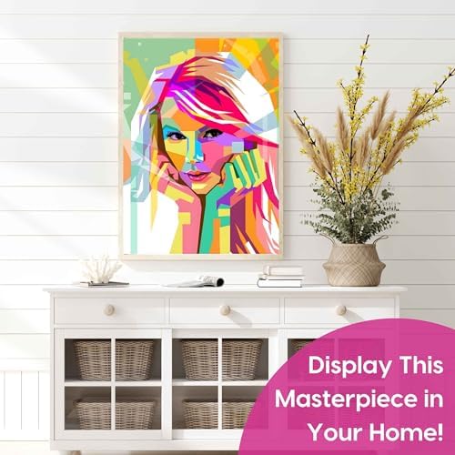 Modern Merch Diamond Art for Adults, Celebrity Pop Art Our Song Era 5D Diamond Painting for Adults, DIY Wall Decor Cross Stitch Gem Art, Full Round Drill 12x16 - Image 2
