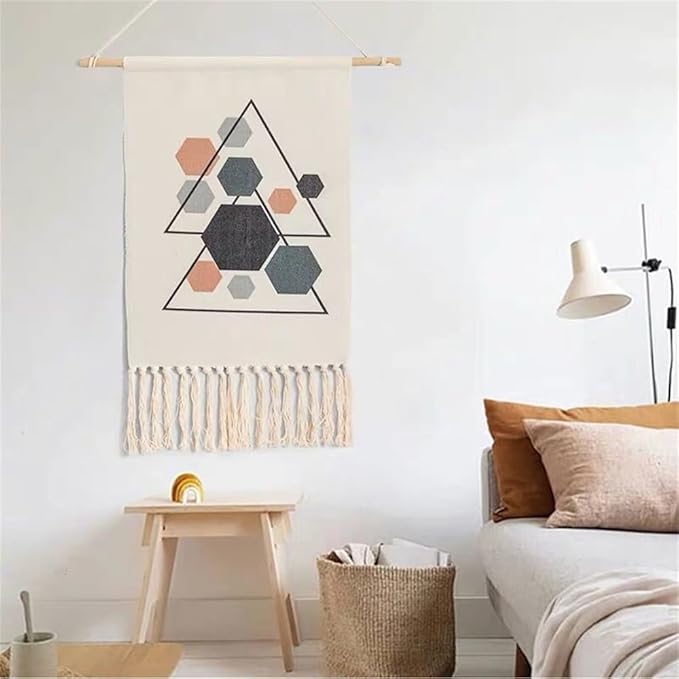 BMIDRUT Macrame Woven Wall Hanging Tapestry Home Decor Boho Bohemian Wall Art for Home Apartment Dorm Room Backdrop 20x35 Inch