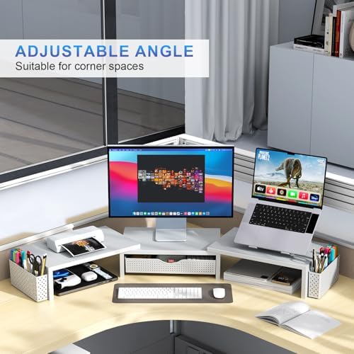 gianotter Dual Monitor Stand Riser With Drawer and 2 Pen Holders - Image 4