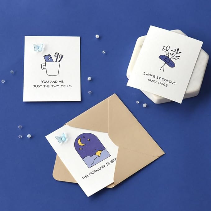 Monolike Day-by-day Card, Ink Jelly Series.1 - Mix 36 Mini Single cards, 36 envelopes, 36 stickers Package