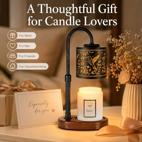 Dimmable Candle Warmer Lamp with Timer Adjustable Height for Scented Jar Candles Electric Candle Wax Melt Warmer for Home Decor Christmas Birthday Gifts for Women Mom(Hummingbird) - Image 6