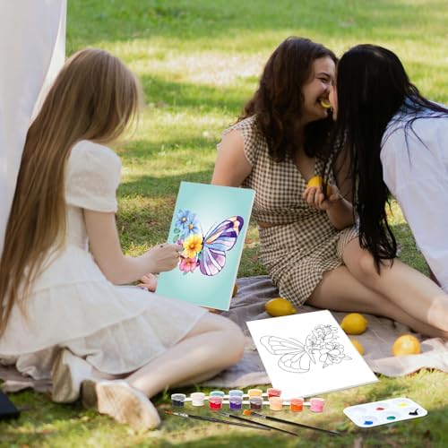 Dinifee 6 Pack Pre Drawn Canvas 8x10 Paint Kit for Adults, Butterfly - Image 7