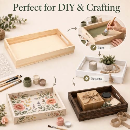 LotFancy Wooden Nested Serving Trays, Set of 5, for Craft and Decor - Image 4