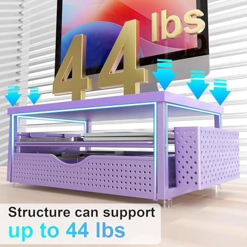 gianotter Desk Organizers and Accessories, Monitor Stand with Drawer and 2 Pen Holder, Desktop Organizer Suitable for Offices and Dormitories (Matte Purple) - Image 6