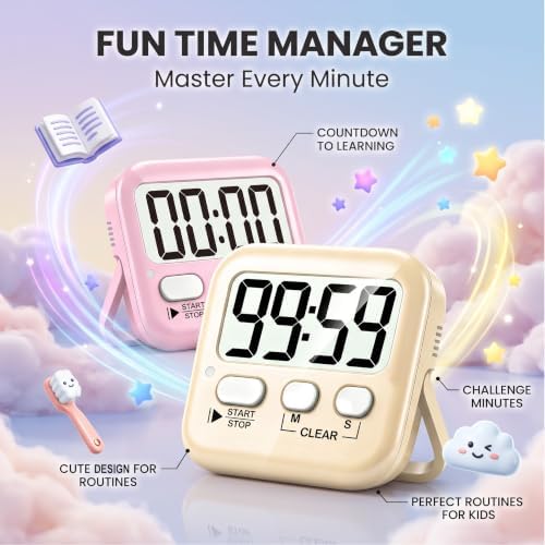 Antonki 2 Pack Digital Timer for Kids Classroom Kitchen Timers for Cooking - Image 3