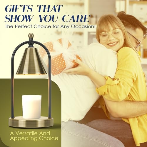 Candle Warmer Lamp with Timer, Electric Brass Light for Dimmable Wax Melts and Candle Jars, Bedroom Lamp Gifts for Women Home Decor (2 Bulbs) - Image 4
