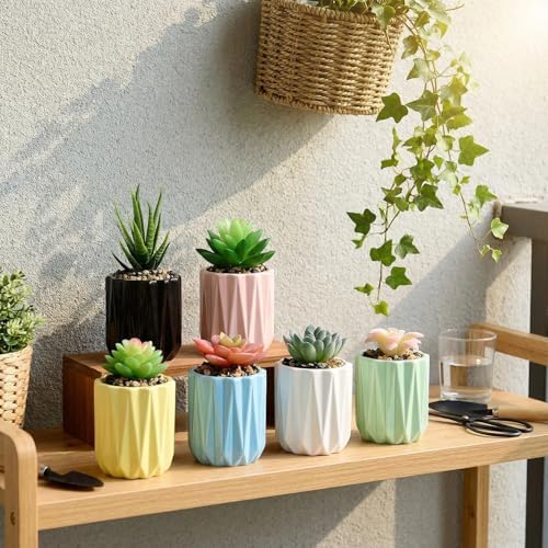 Succulent Plant Pots Ceramic Plant Pots and Drainage Hole Bonsai Planter Small Flower Pots for Indoor Outdoor Use for Home Office Garden Decoration,Plants Not Included (Blue) - Image 6