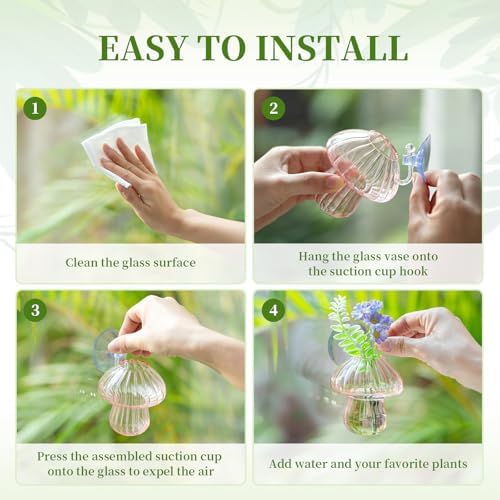 Glasseam Window Plant Propagation Station: 4Pcs Glass Hanging Mushroom Vase - Image 6