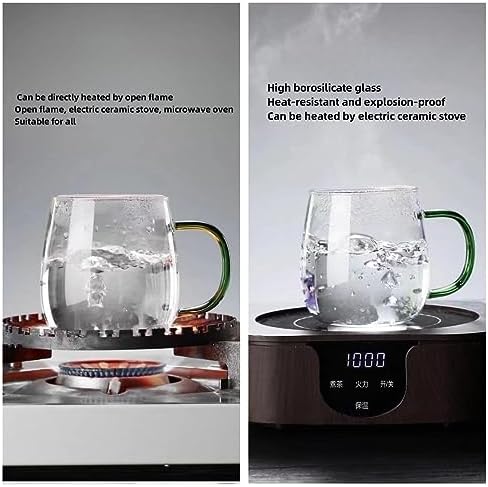 Clear Glass Mug with Handle, Dark Green Handle 16 oz, High Borosilicate Glass Mug for Large Glass Coffee Mugs with Handle, Drinking Mugs with Handle, or as a gift!… - Image 6