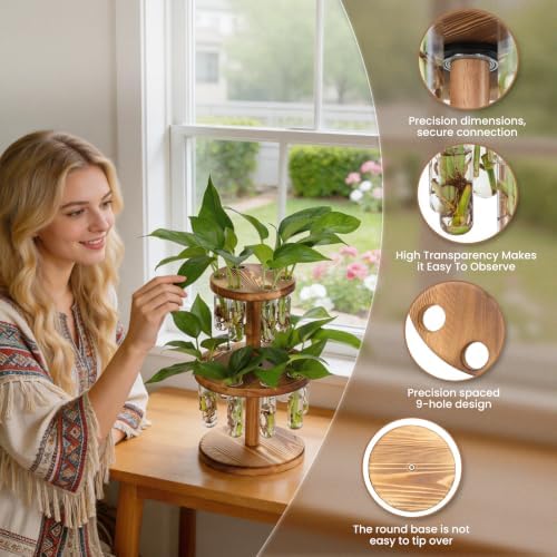 Plant Propagation Station, 15 Propagation Tubes with Wooden Stand - Image 5