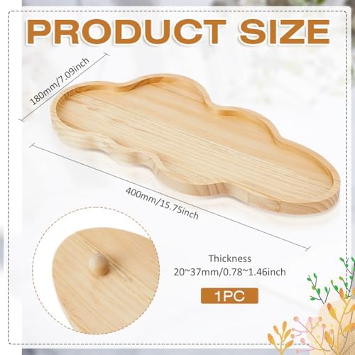 MAYJOYDIY Wood Cloud Perfume Tray 15.7x7.1x0.8~1.5inch Irregular Jewelry Decorative Tray Burlywood Decorative Vanity Tray with Smooth Surface for Bedroom Dresser and Bathroom Counter Display - Image 2