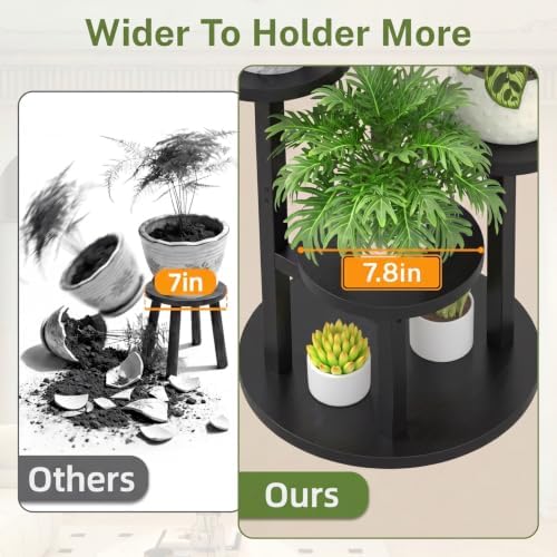 iDavosic.ly 5 Tier Wood Plant Stand Indoor Outdoor Corner Tall Shelf, Black - Image 3