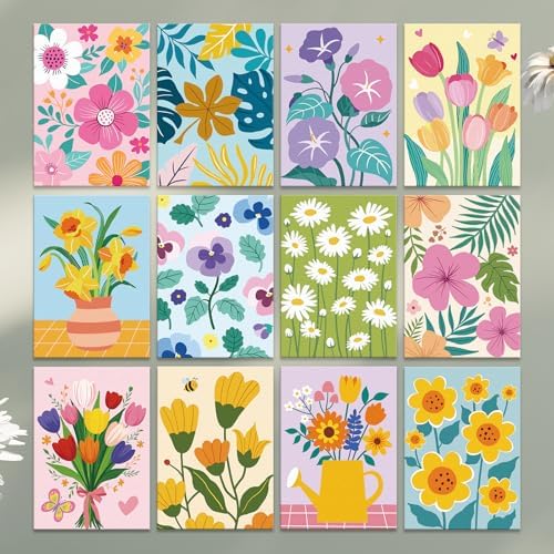 Louise Maelys 5x7 Inch Pre Drawn Canvas to Paint,12 Packs Floral Theme - Image 5