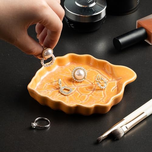 Ceramic Leaf Ring Dish, Jewelry Trinket Tray with Gift Box - Image 4