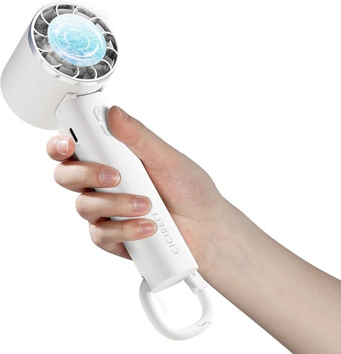 Mini Portable Cooling Handheld Fan Three-Speed Personal Small Desktop with Base Stand Type-C Charging Powerful Handheld Fan for Travel/Outdoor/Gifts/Makeup