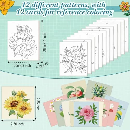 Engrowtic 12 Pcs 8 x 10 Flower Fruit Pre Drawn Canvas to Paint for Adults - Image 3