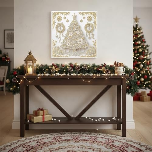 DIY Pearl Art Painting with Frame Creative Pattern Design Festival Stress-Relieving Home Wall Decoration 9.8X9.8in Tool Included-Christmas Tree - Image 2