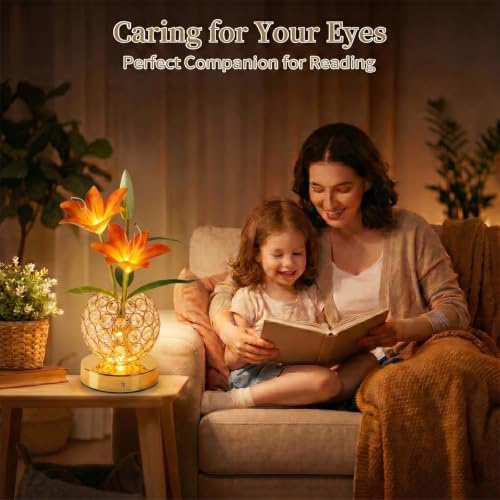 Stargazer Lily Crystal Table Lamp, Rechargeable Touch Flowers Lamp - Image 6