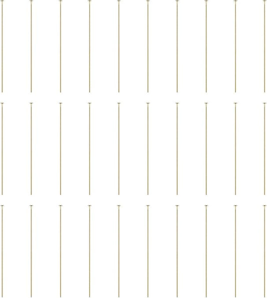 HARFINGTON 100pcs Flat Head Pins 1.97" 50mm Needles Bulk for Earring Pendant Necklace Bracelet Charm Jewelry Making Findings DIY Craft, 18K Gold