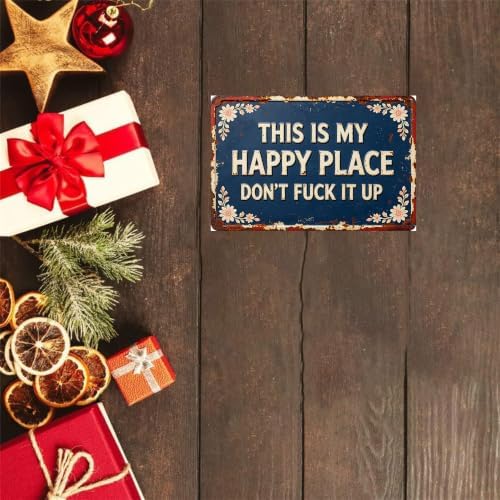 Vintage Happy Place Metal Sign,Retro Funny Home Tin Sign,Wall Aesthetics for Bar Pub Club Cafe Living Room Kitchen Restaurant Shop Office,8x12 Inches (Happy Place-04) - Image 2