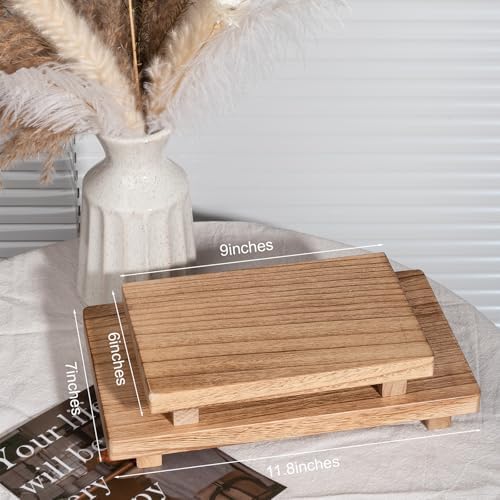 Wood Bathroom Tray Farmhouse Decor Kitchen Soap Holder, 11.8"x7" Brown - Image 3