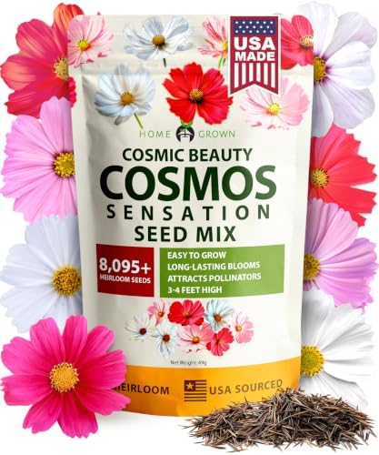 HOME GROWN Cosmos Flower Mix Seeds, 8,000+ Seeds, 1.8 oz by HOMEGROWN