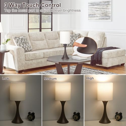 3 Way Touch Control Table Lamp, Dimmable Bedside Lamp, Nightstand Light - Image 3
