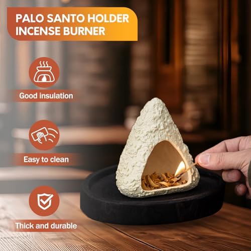 Volcano Palo Santo Holder, Handcrafted Ceramic Mini Chiminea Incense Burner for Sage & Smudge Sticks, Mountain Fireplace Style for Meditation, Yoga, Aromatherapy, Home Decor, Spiritual Gifts - Image 6