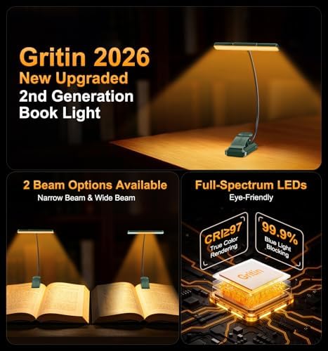 Gritin 2026 Gen 2 Book Light for Reading- 32 Eye Caring Full Spectrum LED - Image 2