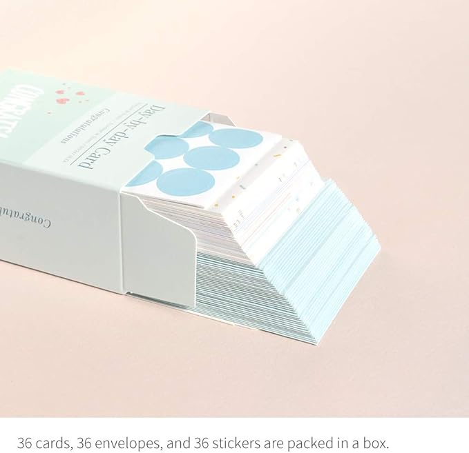 Monolike Day-by-day Card, Congratulations - Mix 36 Mini Single cards, 36 envelopes, 36 stickers Package