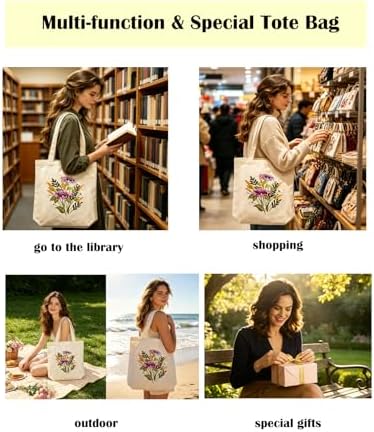Vigdit Canvas Tote Bag Embroidery Kit for Beginners, Needlepoint Cross Stitch Kit for Adult Beginner, DIY Reusable Grocery Bags Embroidery Starter Kit with Stamped Floral Tools & Instructions - Image 5