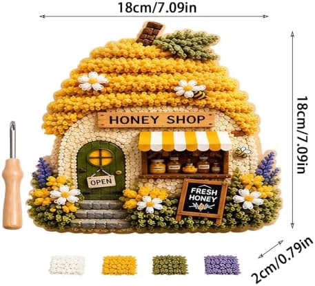 WANZZXCSL Whimsical Village 3D Fabric Poke Art Kit, Floral Cottage, Creative Craft Set, Flowers Activity Fall Gift Home Decor Craft for Adult Beginner Handmade Hobby Gift，Acorn Bakery - Image 3