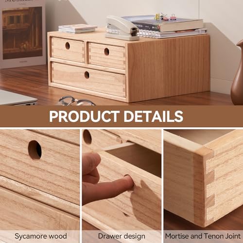 KIRIGEN Wood Desk Organizer with 3 Drawers, Desktop Storage, Natural 23-NA - Image 5