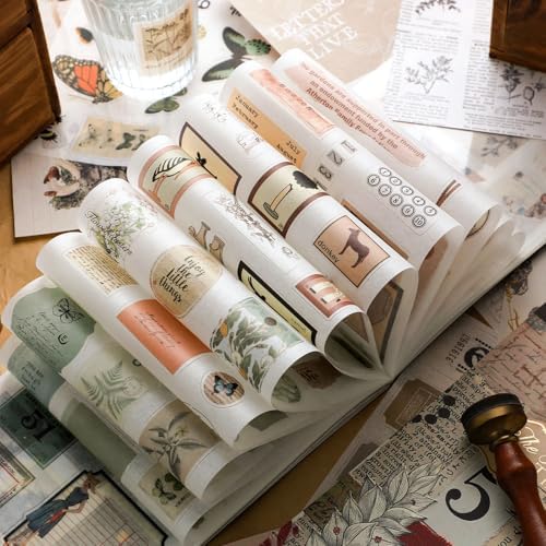 YagCu Journaling Sticker Book, Old Time Junk Journal Stickers, Vintage Scrapbooking Supplies, Pre-Cut Aesthetic Scrapbook Materials for Adults, Decorative Ephemera Bullet Planner DIY Arts Craft - Image 4