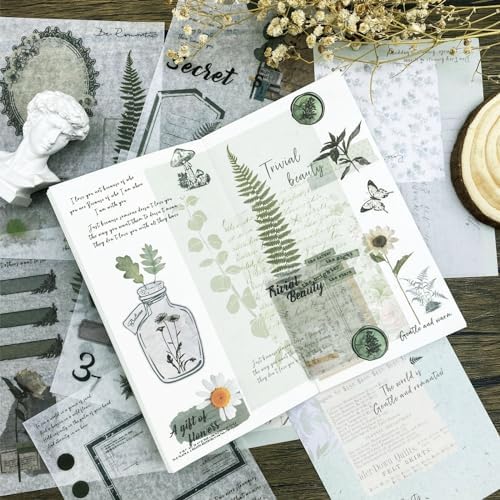 Vintage Washi Stickers for Journaling, 40 Sheets Ephemera Sticker Book for Adults 180pcs Aesthetic Botanical Scrapbook Stickers and 20 Sheets Adhesive Scrapbooking Paper for Junk Journal Supplies - Image 5
