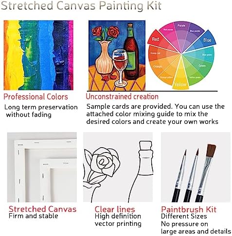2 Pack Canvas Painting Kit Adults Pre Drawn Canvas Date Night Still Life - Image 2