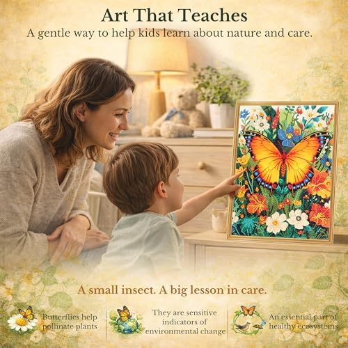 DIAMONDOUBLE Premium Butterfly Diamond Art Kits for Adults, 12x16 5D Full Drill Diamond Painting on Velvet Canvas with Mixed Acrylic Round, Mini & Special Shape Diamonds, Colorful 3D Paint by Diamonds - Image 6