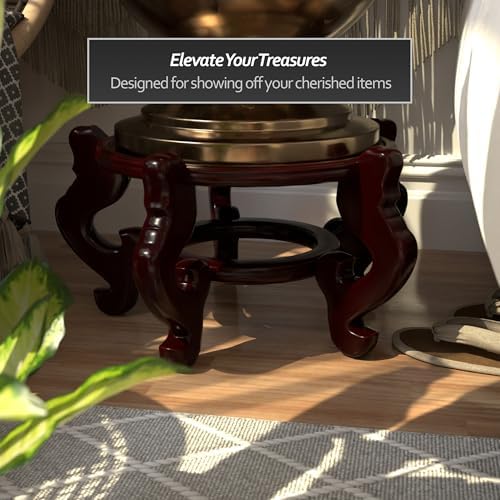 Red Lantern Rosewood Fishbowl Stand - Size 14.5 in. Base Diameter - Image 2
